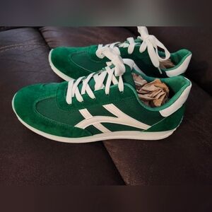 Womens Size 10 - Green Suede Retro Runner with White Accents